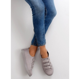 Sneakers with pearls l1078 Gray grey 1