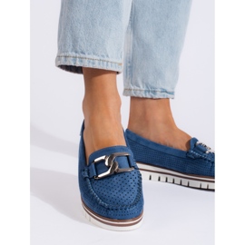 Goodin Openwork blue platform loafers 1
