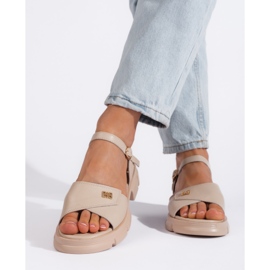 Goodin Comfortable women's beige leather sandals 2