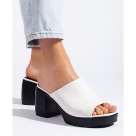 Goodin White women's high-heeled flip-flops 1