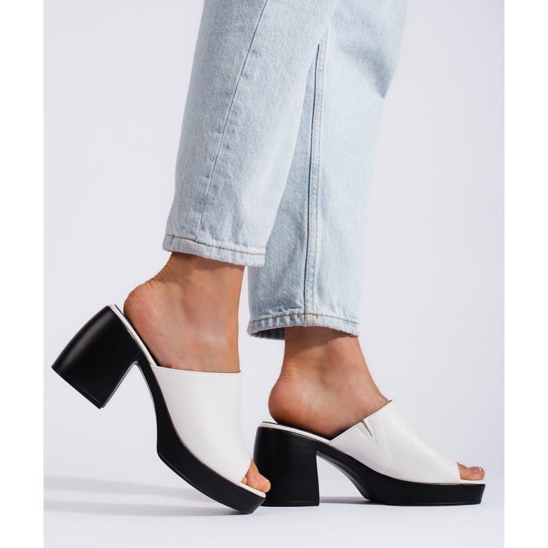 Goodin White women's high-heeled flip-flops 2