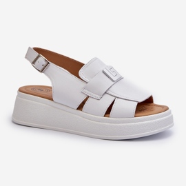 White Vivitellia Women's Leather Sandals On A Platform And Wedge 1