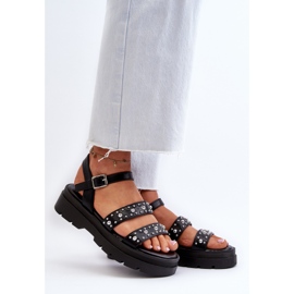 Women's Decorated Sandals Eco Leather Black Arcida 2