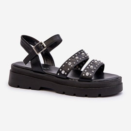 Women's Decorated Sandals Eco Leather Black Arcida 1