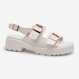 Women's Sandals With Buckles Eco Leather White Konanttia 1