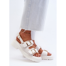 Women's Sandals With Buckles Eco Leather White Konanttia 2
