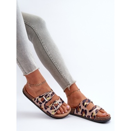 Beige and Brown Women's Flip-Flops with Buckles Oliena 1