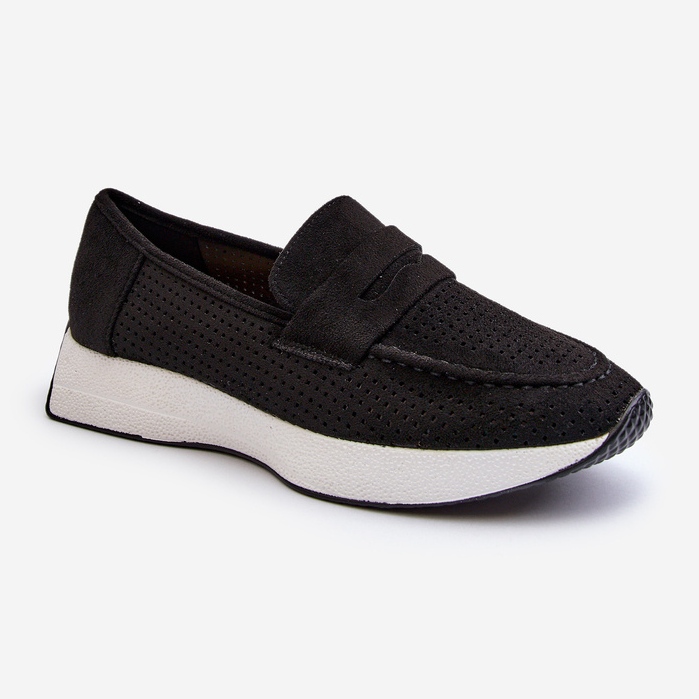 Women's Moccasins On The Platform Eco Suede Black Inesqua 1