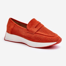 Women's Eco Suede Platform Moccasins, Orange Inesqua 1
