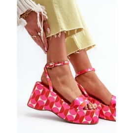 Patterned Sandals On A Platform And Wedge Fuchsia Wiandia pink 2