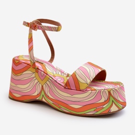 Patterned Sandals On A Platform And Wedge Multicolor Wiandia multicolored 1