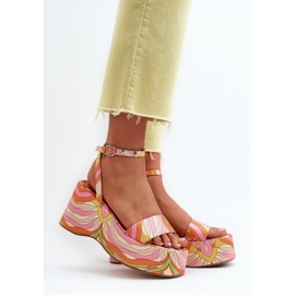 Patterned Sandals On A Platform And Wedge Multicolor Wiandia multicolored 2