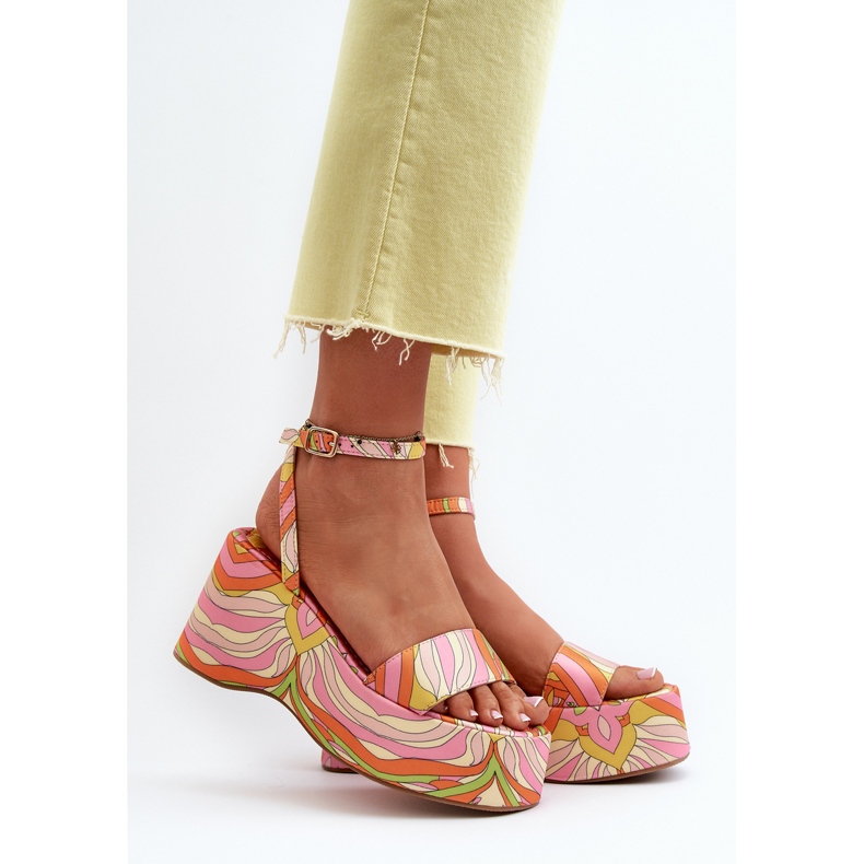 Patterned Sandals On A Platform And Wedge Multicolor Wiandia multicolored 2