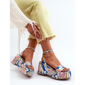 Patterned Sandals On A Platform And Wedge Multicolor Wiandia multicolored 2