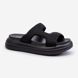 Black Jestella Women's Decorated Flip-Flops On Platform 1