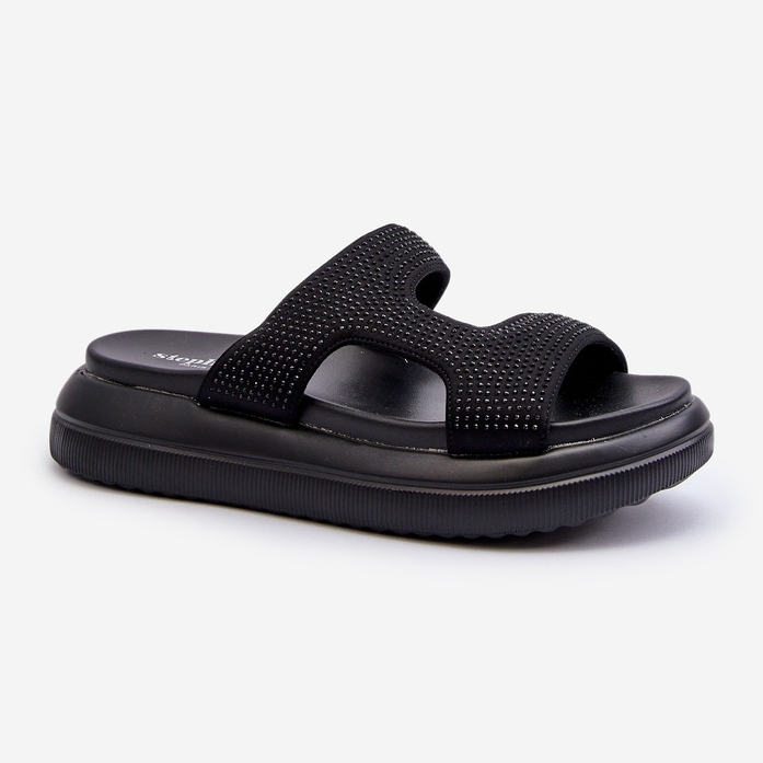 Black Jestella Women's Decorated Flip-Flops On Platform 1