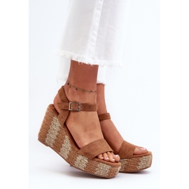 Women's Wedge Sandals With Braided Camel Reviala brown 2