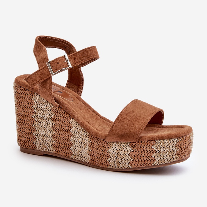 Women's Wedge Sandals With Braided Camel Reviala brown 1