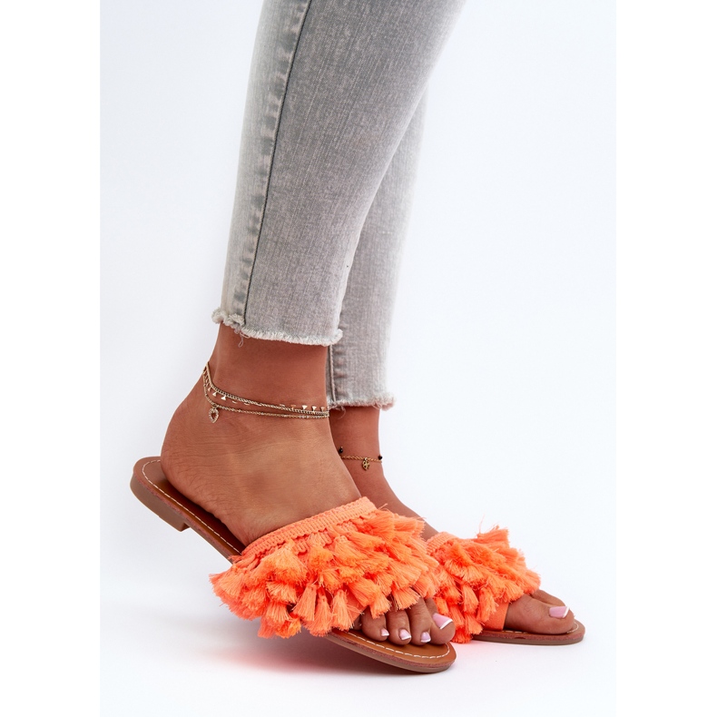Women's Flat Flip-Flops, Orange Rialle 2