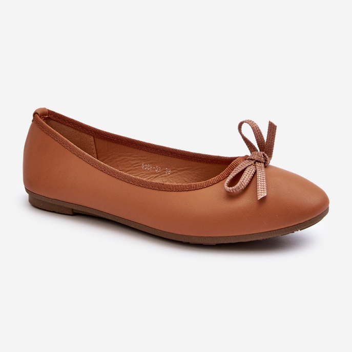 Eco Leather Ballet Flats With Bow Camel Sandelal brown 1 Eco Leather Ballet Flats With Bow Camel Sandelal brown 1