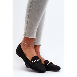 Shiny Women's Moccasins With a Chain, Black Aredilla 2