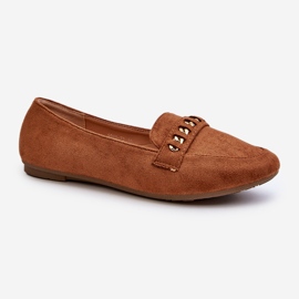 Shiny Women's Moccasins With Chain Camel Aredilla brown 1