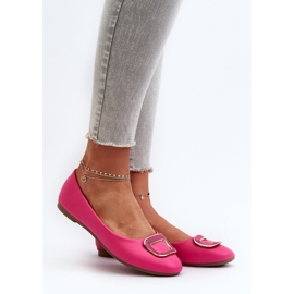 Fuchsia Enicoria Eco Leather Ballet Flats With Decoration pink 2
