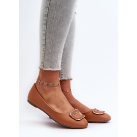 Camel Enicoria Eco Leather Ballet Flats With Decoration brown 2