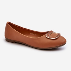 Camel Enicoria Eco Leather Ballet Flats With Decoration brown 1
