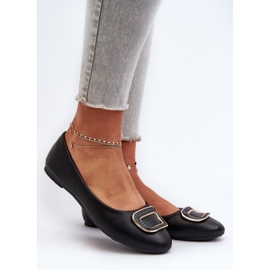 Black Eco-Leather Ballet Flats With Decoration by Enicoria 2