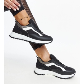 Black platform sneakers with Evelia glitter 1