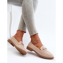 Women's Flat Heel Moccasins With Beige Aviole Decoration 1