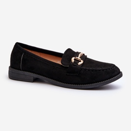 Women's Flat Heel Moccasins With Decoration, Black Aviole 1