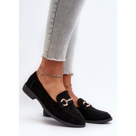 Women's Flat Heel Moccasins With Decoration, Black Aviole 2