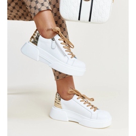 White leather shoes with a decorative zipper 1