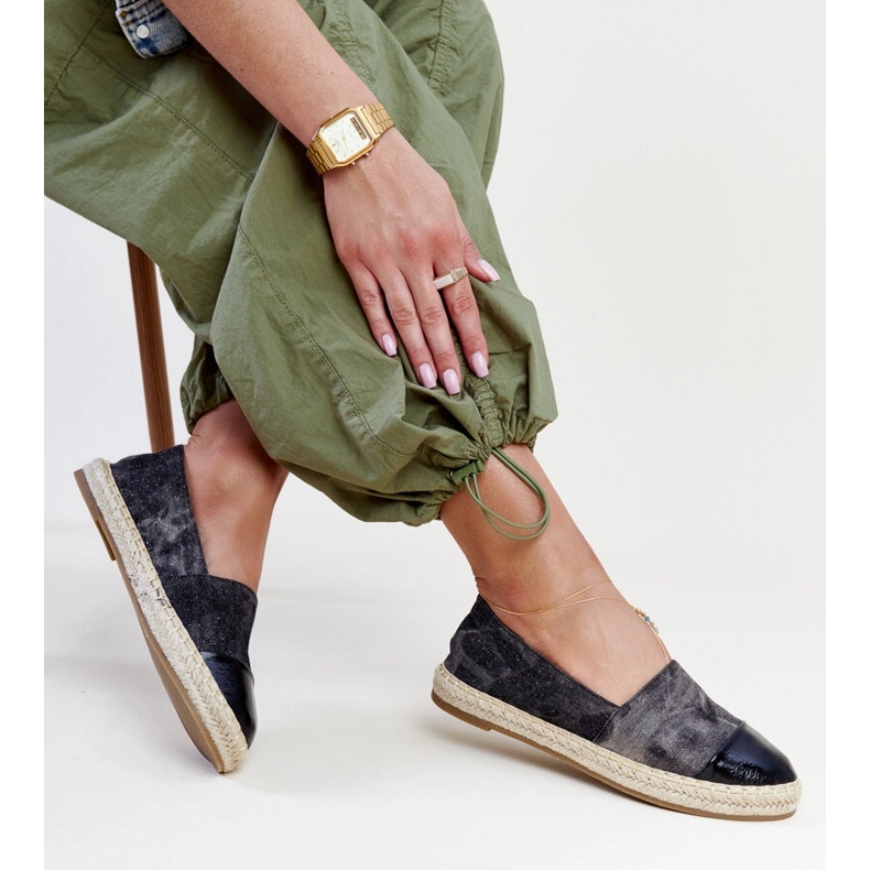 Black shiny Surana espadrilles 1 Black shiny Surana espadrilles 1