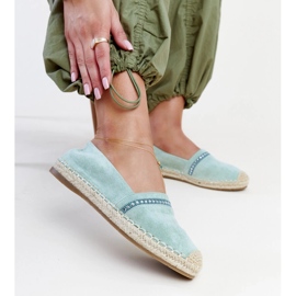 Green espadrilles with Abia rhinestones 1