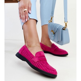 Dark pink suede moccasins by Vinceza 1