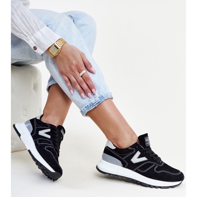 Black sneakers with a thicker eco-suede Olonio sole 1