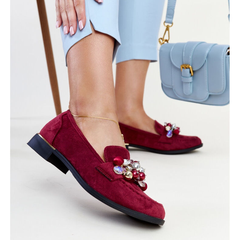 Burgundy moccasins with Dahera decorations red 1