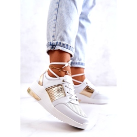 S.Barski Women's Leather Sport Shoes On A Wedge White Larson 3