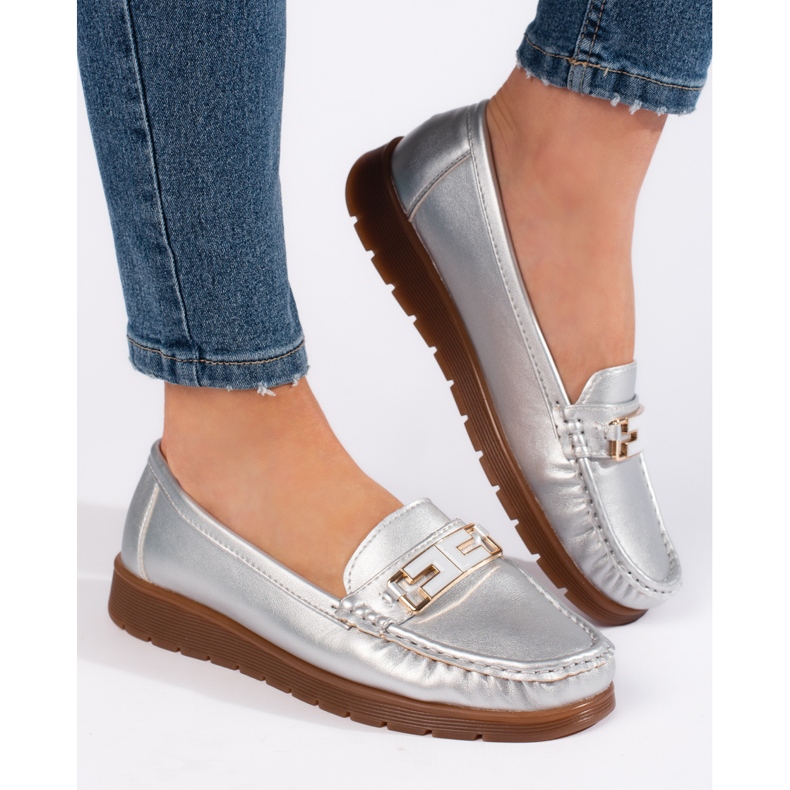 Silver women's moccasins 1