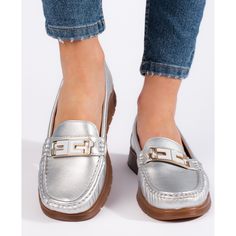Silver women's moccasins 2