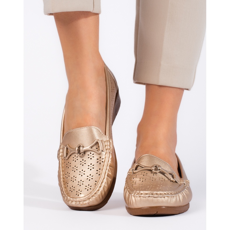 Women's gold moccasins golden 1