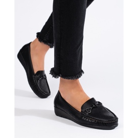 Ladies' black moccasins 1