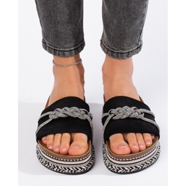 Black women's flip-flops with decoration 2