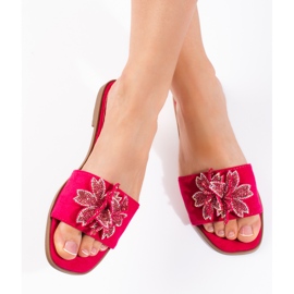 Women's fuchsia flip-flops with decoration pink 1 Women's fuchsia flip-flops with decoration pink 1