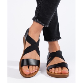 Women's black slip-on sandals 2