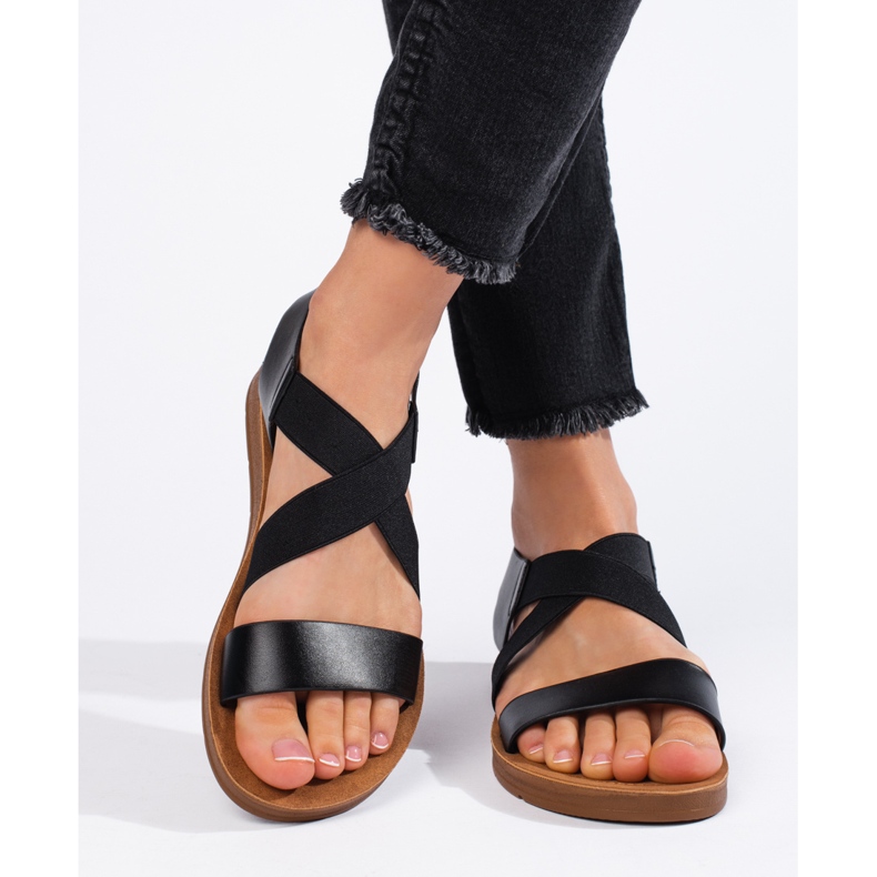 Women's black slip-on sandals 2