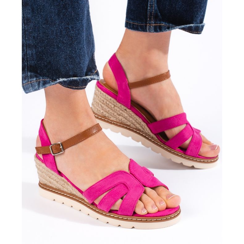 Women's pink wedge sandals 2